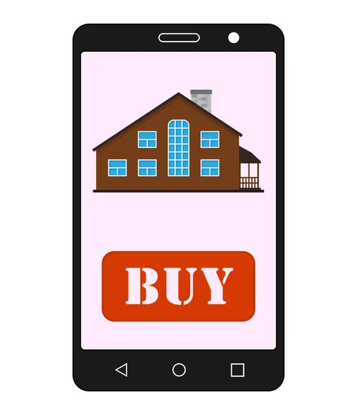 Smartphone con app realty. Vendita casa . — Vettoriale Stock