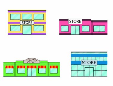 Mağaza, alışveriş merkezi simgeler kümesi.