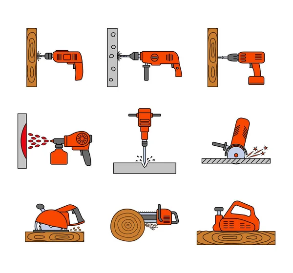 Conjunto de iconos planos de herramientas de reparación de colores . — Vector de stock