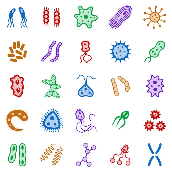 Conjunto de bactérias e ícones de vírus . —  Vetores de Stock