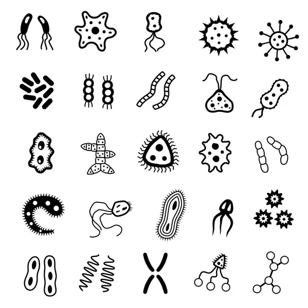 Conjunto de bactérias e ícones de vírus . —  Vetores de Stock