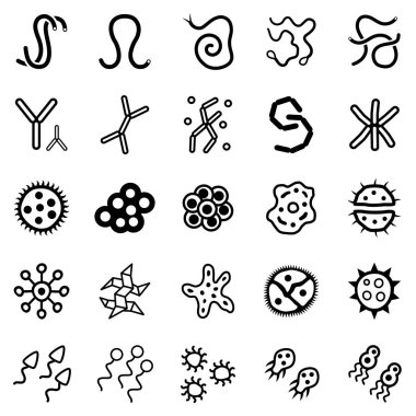 Set of bacteria and virus icons. clipart