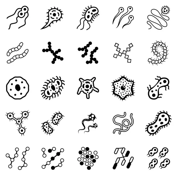 Conjunto de bacterias e iconos del virus . — Vector de stock