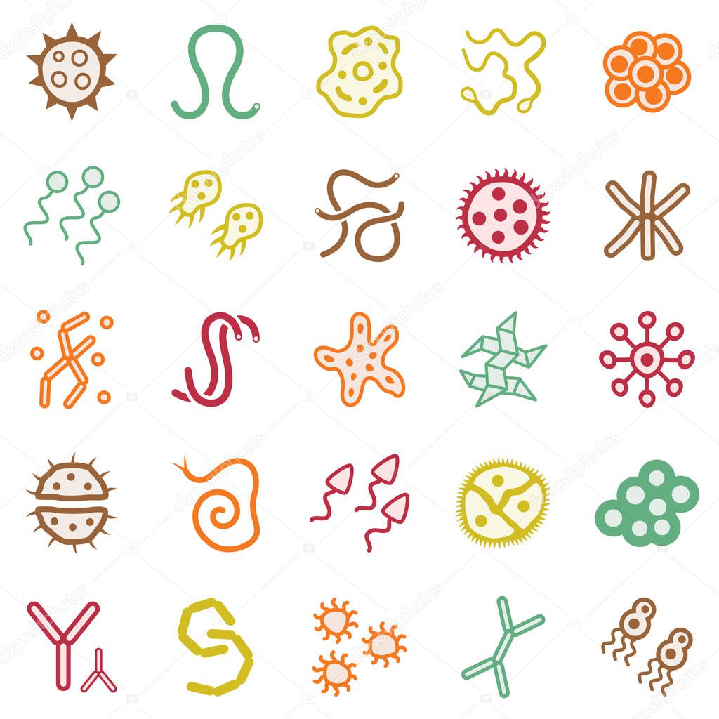 Set of bacteria and virus icons.