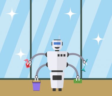 Robot vasıl geçmiş temiz pencere temizleyici.