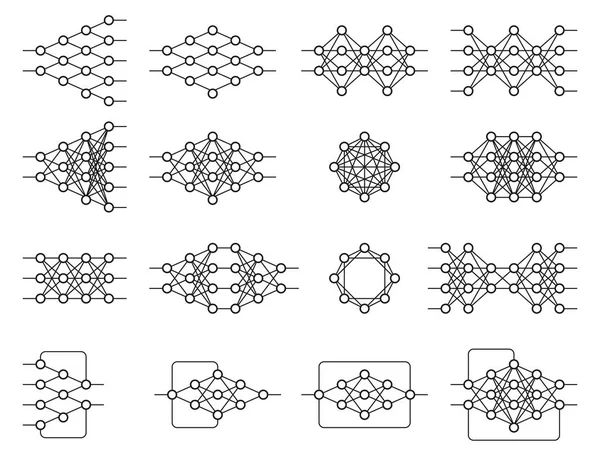 別のニューラル ネットのセットです。ニューロン ネットワーク. — ストックベクタ