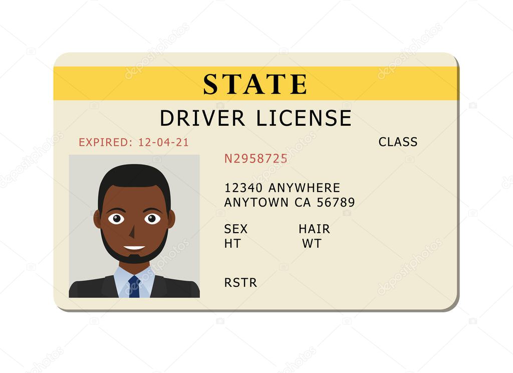 Car driver license card.