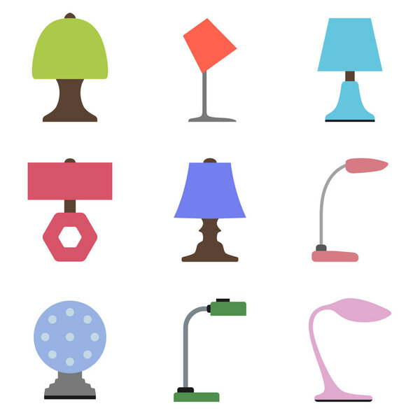 Set of table lamp icon.