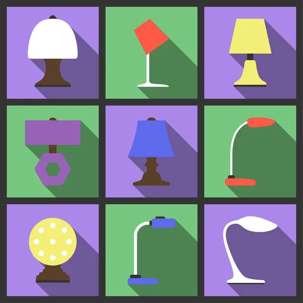 Set tabelpictogram lamp. — Stockvector