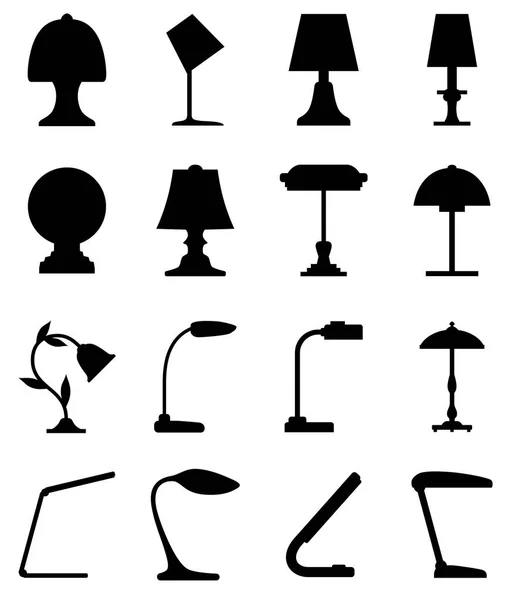 Conjunto de siluetas de lámpara de mesa . — Archivo Imágenes Vectoriales