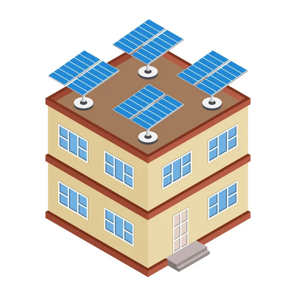Σπίτι με ηλιακό συσσωρευτή στη στέγη. — Διανυσματικό Αρχείο