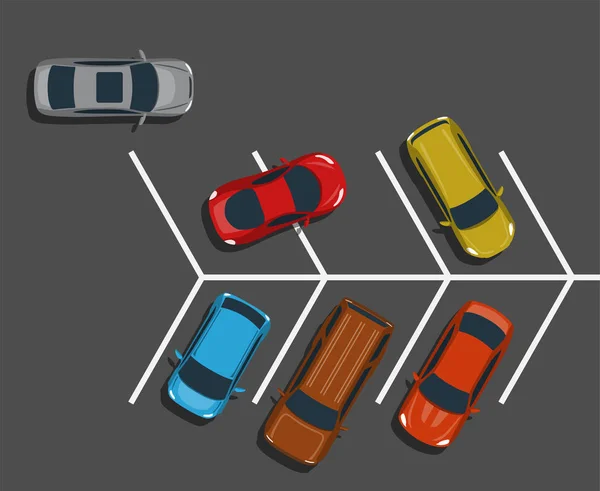 Schlechter Parkplatz von oben Ansicht Illustration. — Stockvektor