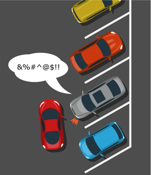 Schlechter Parkplatz von oben Ansicht Illustration. — Stockvektor