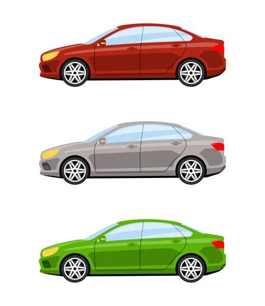 Conjunto de coches vista lateral . — Vector de stock