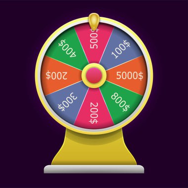 Dönen tekerleğin servet. 3D gerçekçi stili.