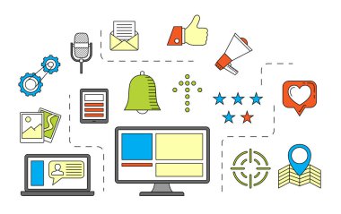 Sosyal medya kavramı. Internet iletişim Tema.