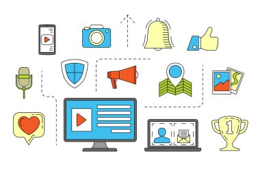 Sosyal medya kavramı. Internet iletişim Tema.