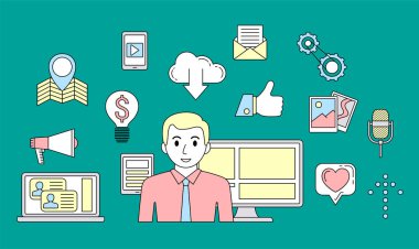 Sosyal medya kavramı. Internet iletişim Tema.