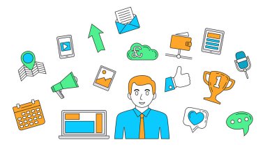 Sosyal medya kavramı. Internet iletişim Tema.