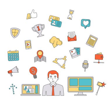 Sosyal medya kavramı. Internet iletişim Tema.