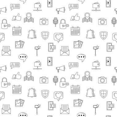 Sosyal Medya simgeler sorunsuz arka plan. Internet web simgeler.