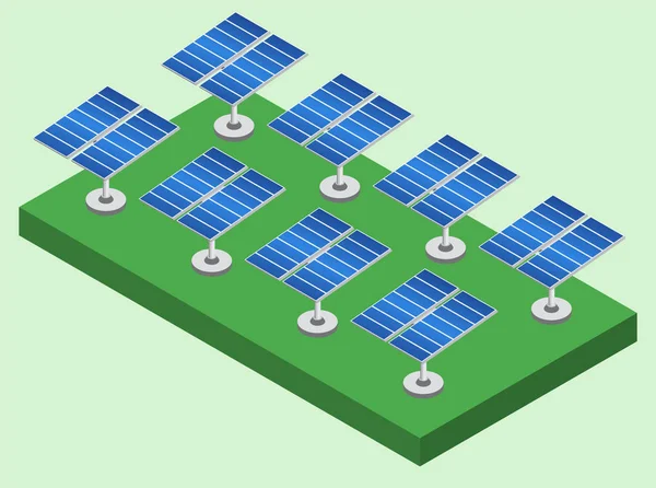 太阳能电池板工厂。太阳能站等距. — 图库矢量图片