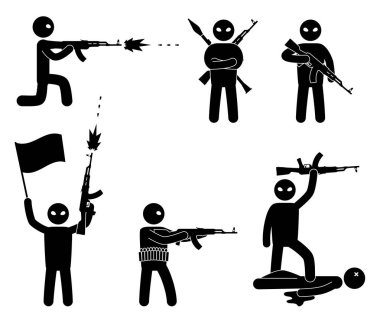 Terörizm kavramı. Terörist insanlar kümesi. Dünya tehdit.