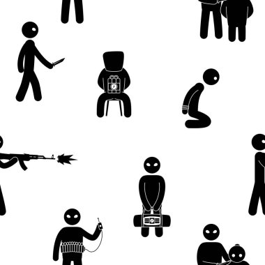 Terörizm kavramı. Terörist insanlar kümesi. Terör dünya tehdit.