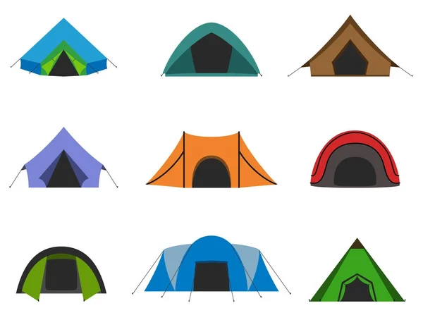 Набор палаток для кемпинга . — стоковый вектор