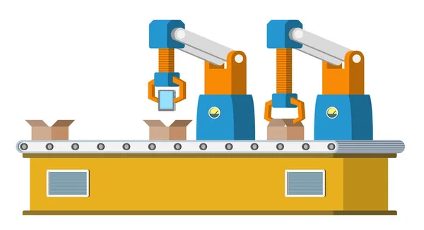 Línea de montaje. Sistema de transporte automatizado . — Vector de stock