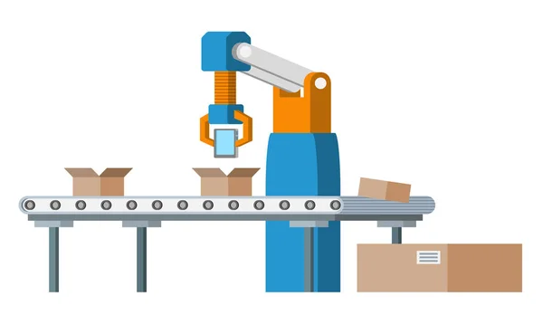 Monteringslinje. Automatiska transportörsystem. — Stock vektor