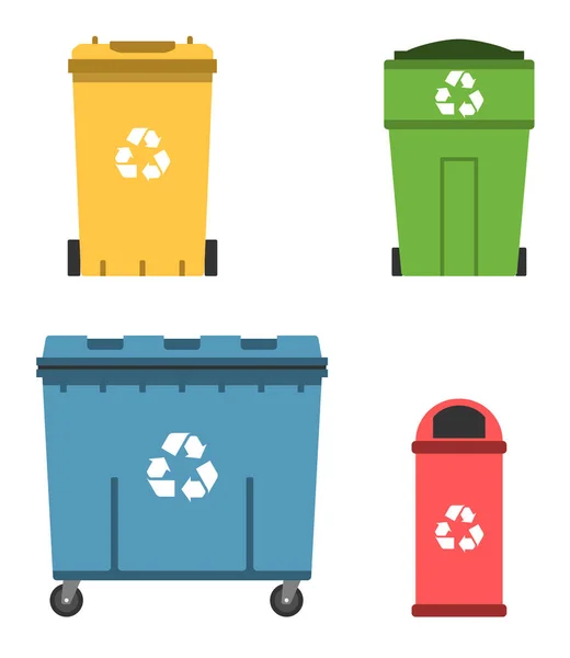 Thrash y reciclaje puede. Conjunto contenedor de basura . — Archivo Imágenes Vectoriales