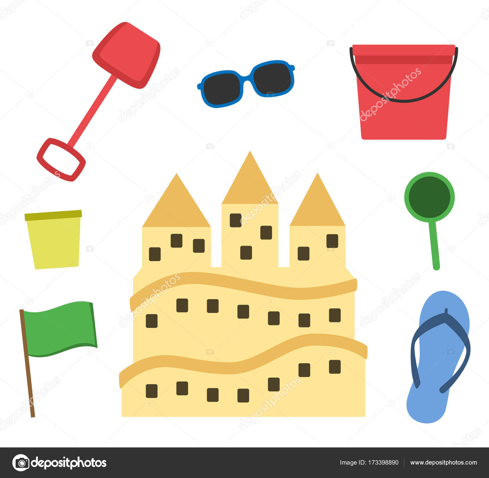 Château De Sable Isolé Dans Un Style Plat Sandcastle Dessin