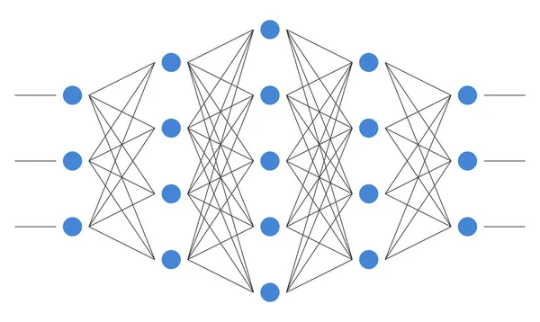 Rede neural. Rede de neurônios . — Vetor de Stock