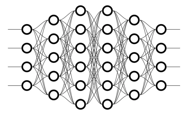 Rete neurale. Rete di neuroni . — Vettoriale Stock