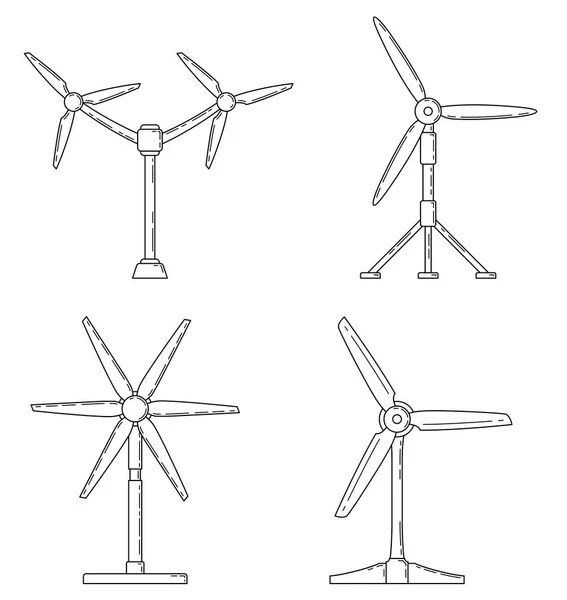 Conjunto de diferentes rotadores de centrales eléctricas de marea . — Vector de stock