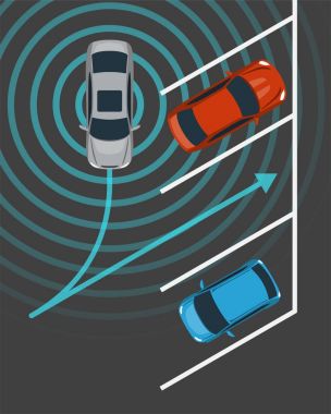 Özerk otopark Üstten Görünüm.