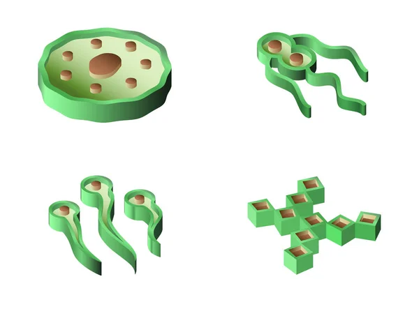 Conjunto de bacterias e iconos isométricos del virus . — Archivo Imágenes Vectoriales