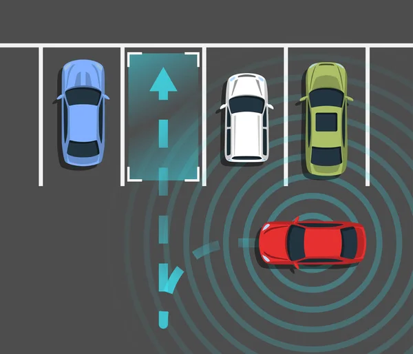 Autonomes Parken von oben. — Stockvektor