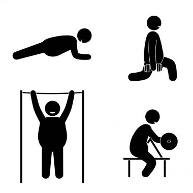 Şişman adam fitness eğitimi. Vücut geliştirme. Sağlıklı eğitim.