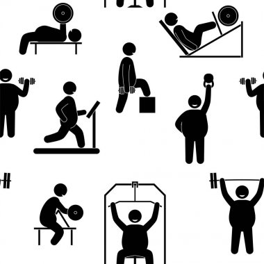 Şişman adam fitness eğitimi. Vücut geliştirme. Sağlıklı eğitim.