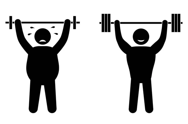 Fat man and strong sportsman fitness training. Body building. Healthy training. — Stock Vector