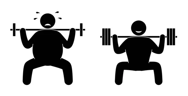 Hombre gordo y fuerte deportista de entrenamiento de fitness. Culturismo. Formación saludable . — Archivo Imágenes Vectoriales