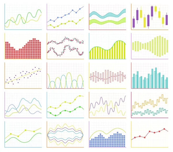 Colección de cartas de negocios. Conjunto de gráficos. Visualización de datos . — Archivo Imágenes Vectoriales