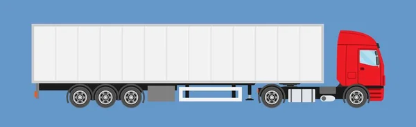 Grote commerciële semi vrachtwagen met aanhangwagen. Oplegger vrachtwagen in vlakke stijl geïsoleerd. — Stockvector