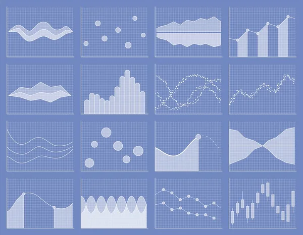 Colección de cartas de negocios. Conjunto de gráficos. Visualización de datos . — Archivo Imágenes Vectoriales