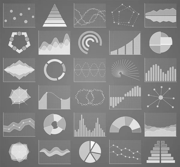 Colección de cartas de negocios. Conjunto de gráficos. Visualización de datos . — Archivo Imágenes Vectoriales