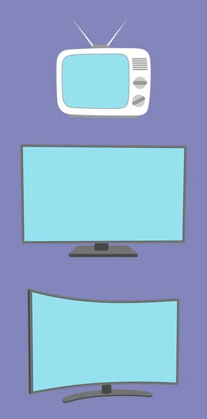 TV-Bildschirm einfaches Symbol isoliert. Haushaltsgerät. LED oder LCD Breitbildfernseher. moderner und alter Fernseher. — Stockvektor