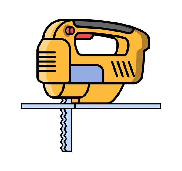 Jigsaw construção ferramenta elétrica. Ícone de estilo plano de quebra-cabeças . — Vetor de Stock