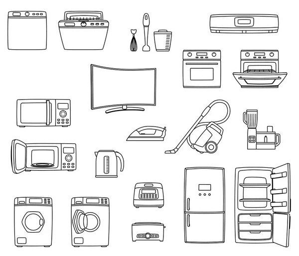 Conjunto de electrodomésticos. Técnicas para el hogar . — Vector de stock